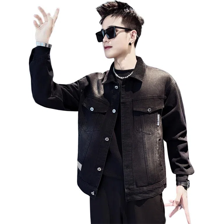 潮牌美式韩版融合的百搭时尚牛仔外套 男女同款