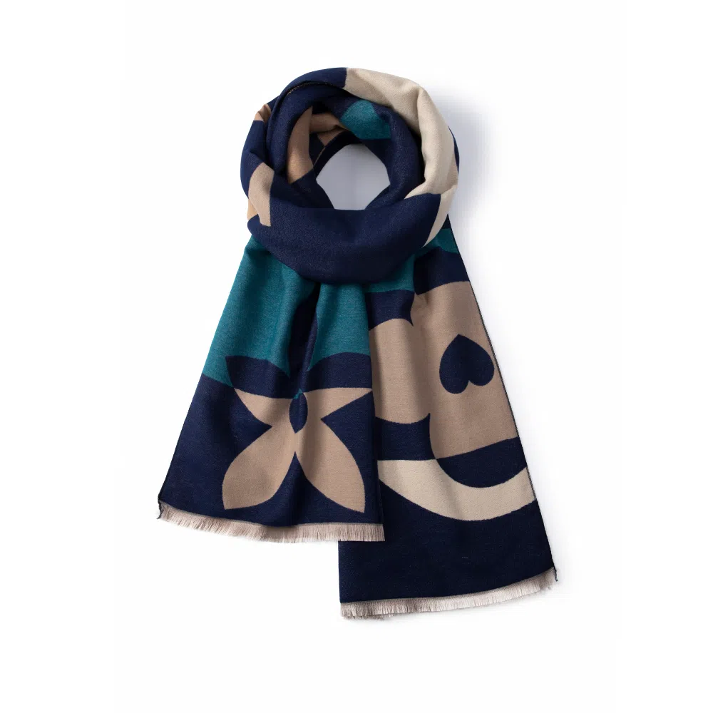 红豆 拼色设计旅游通勤外搭 聚酯纤维 绒线围巾 男女同款情侣款