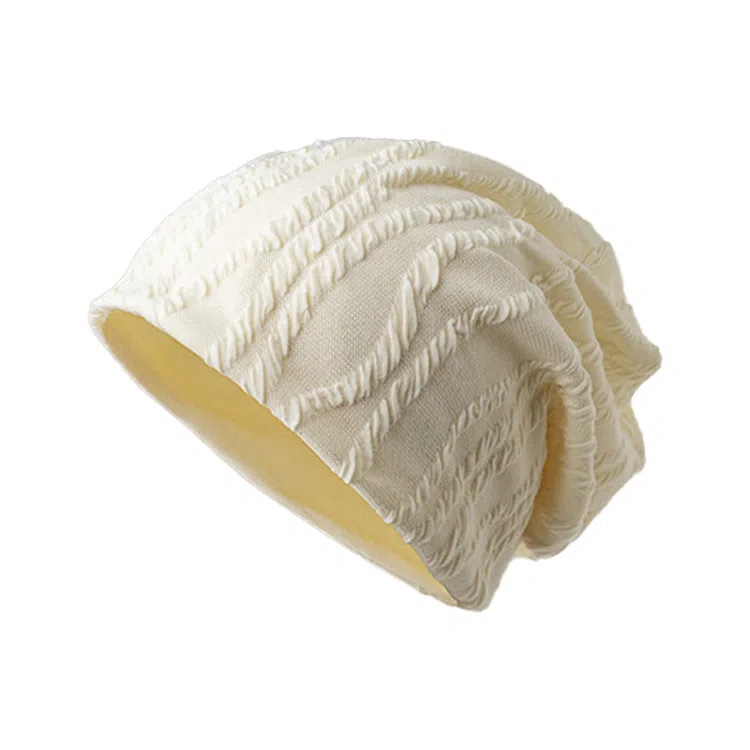 浪莎 韩式小清新简约纯色格纹堆堆休闲百搭防风包头大头围显脸小潮流 棉 绒线帽 男女同款情侣款