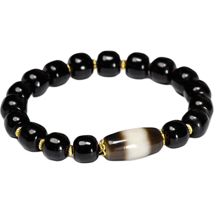 玉临门 【臻藏.文创】聚缘药坑老油珠 招财进宝 达洛珠国潮民族风 玛瑙 玉石手串 通用