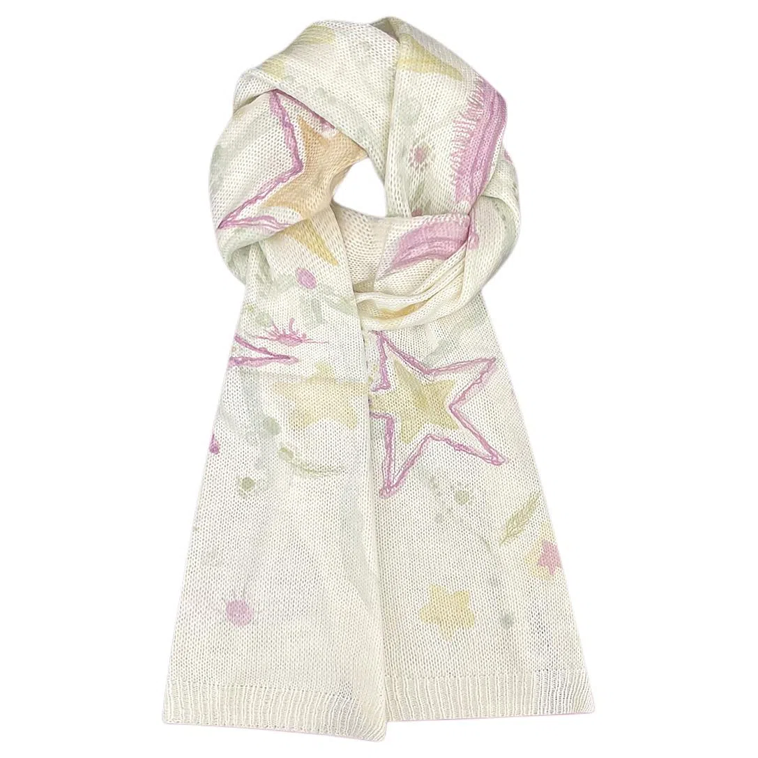 木林森 手绘插画涂鸦卡通薄款可爱毛绒百搭针织围脖 腈纶 绒线围巾 男女同款情侣款