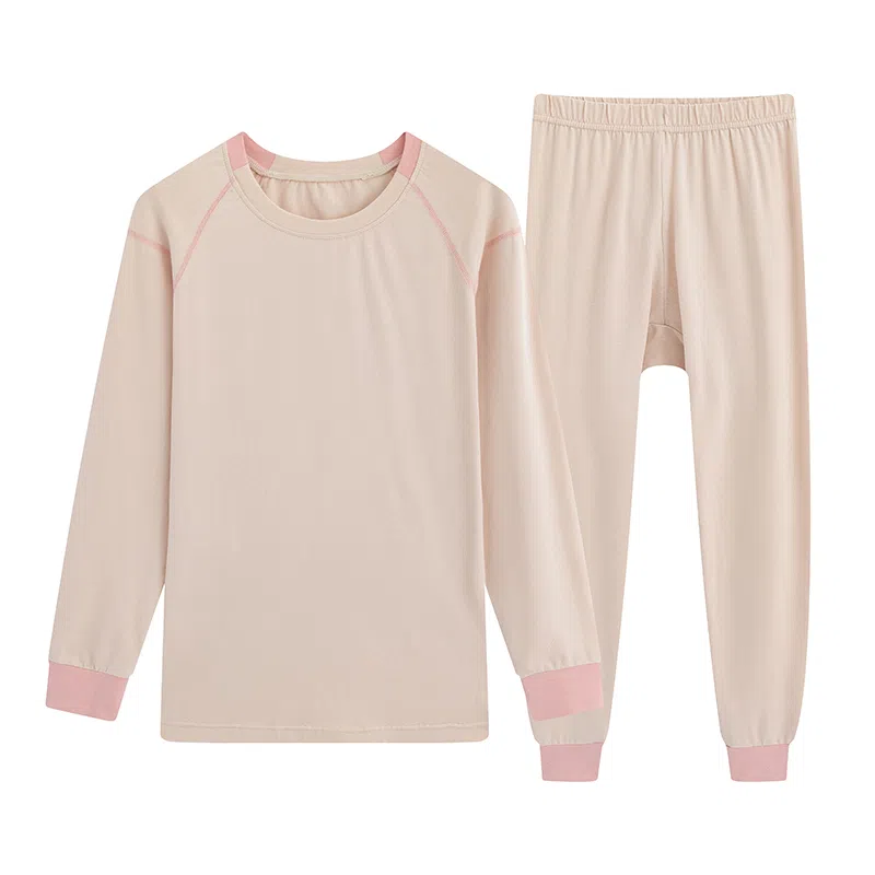 贴身领域 莱卡棉秋衣秋裤青少年纯棉全棉毛衫初中高中学生男士内衣保暖套装 女款