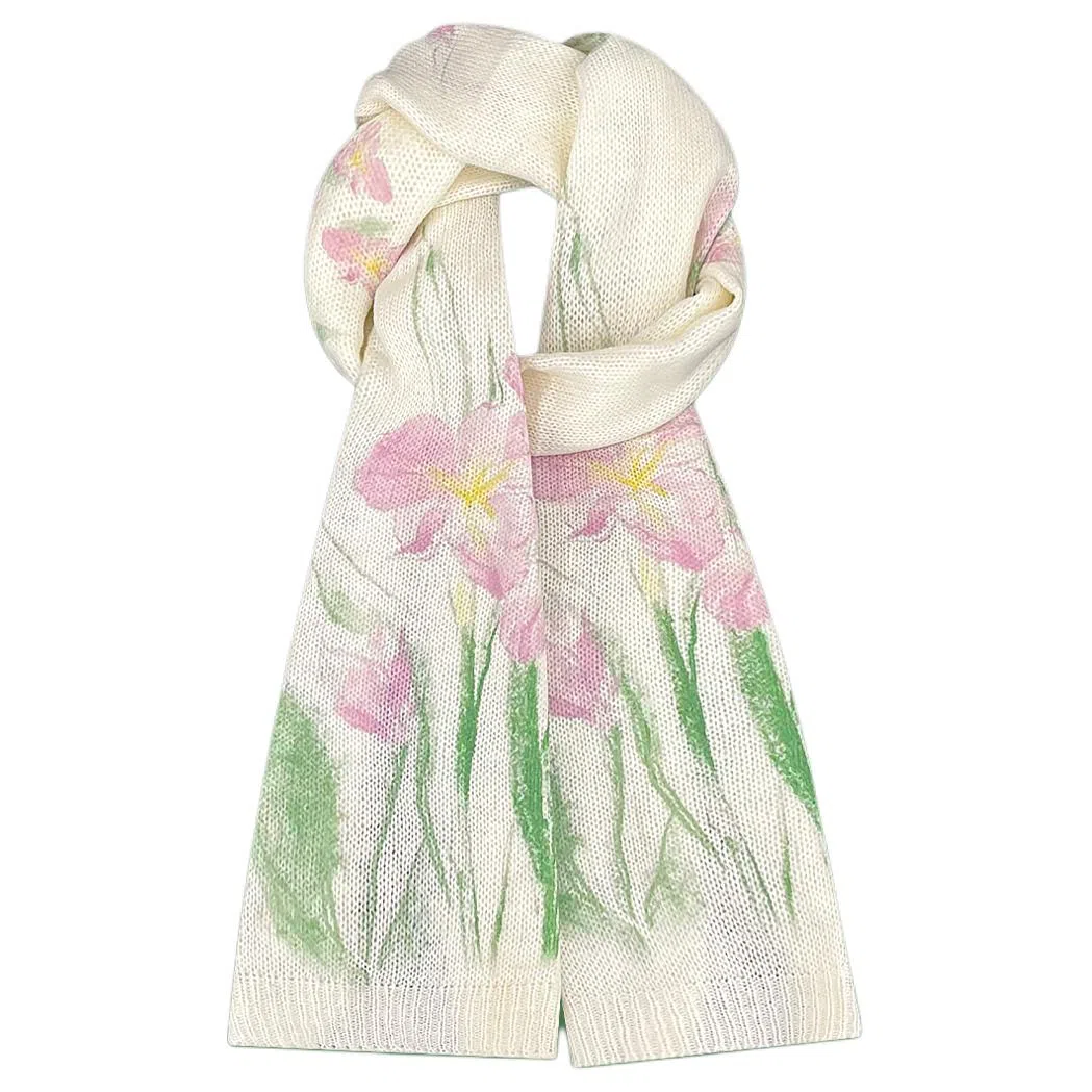 木林森 手绘插画涂鸦卡通薄款可爱毛绒百搭针织围脖 腈纶 绒线围巾 男女同款情侣款