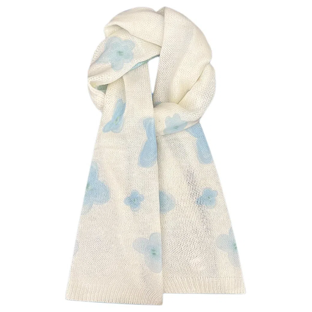 木林森 手绘插画涂鸦卡通薄款可爱毛绒百搭针织围脖 腈纶 绒线围巾 男女同款情侣款