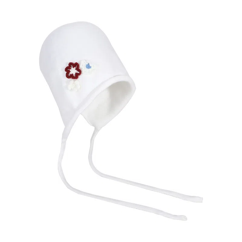 山一丸 秋冬韩版花朵针织包头帽百搭慵懒风套头显脸小系带护耳 腈纶 帽子 女款