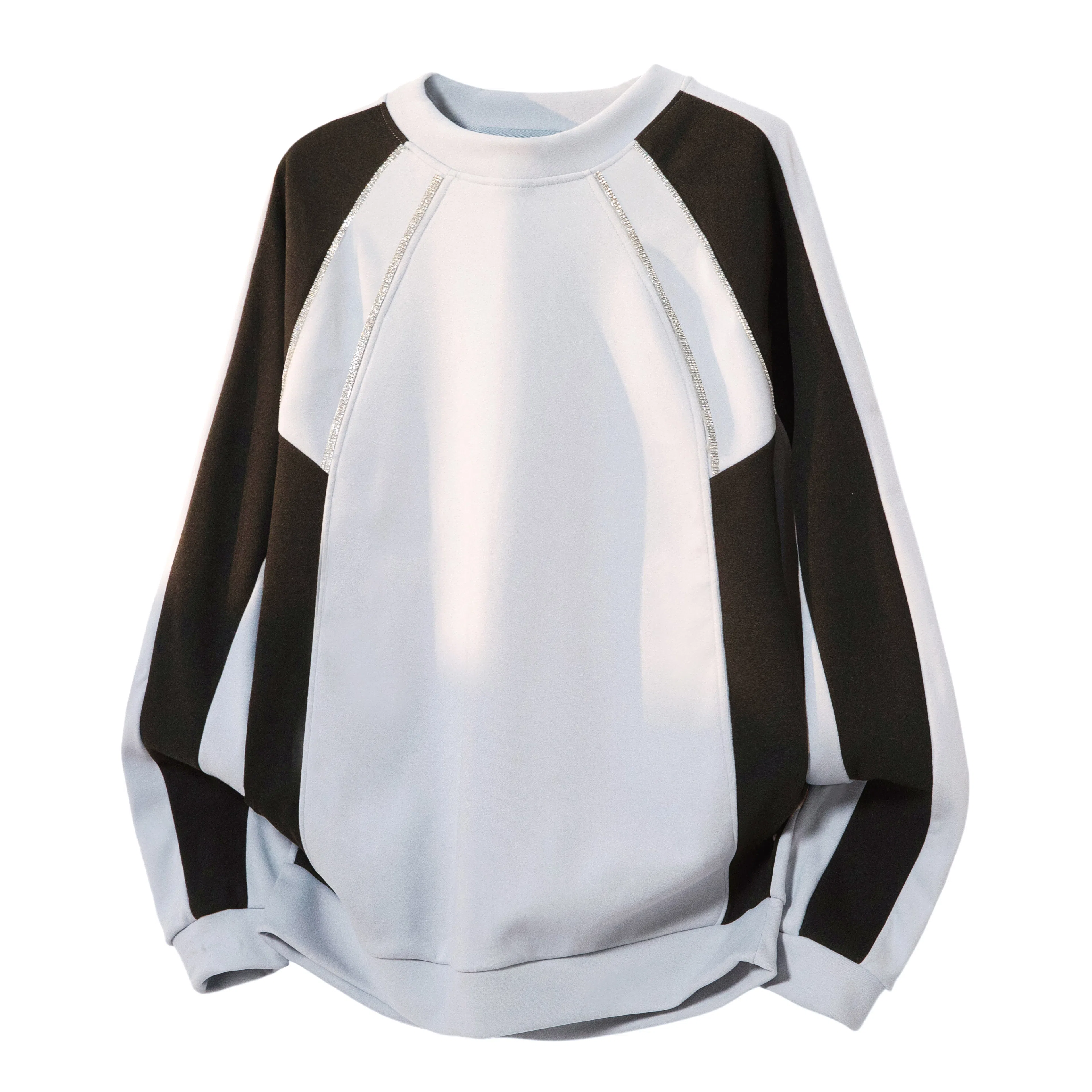 【M-8XL撞色闪耀钻石】布客行 美式复古高街潮牌明线拼接条纹落肩长袖外穿加绒加厚轻奢老钱港风宽松舒适重工重磅华棉百搭卫衣 男女同款