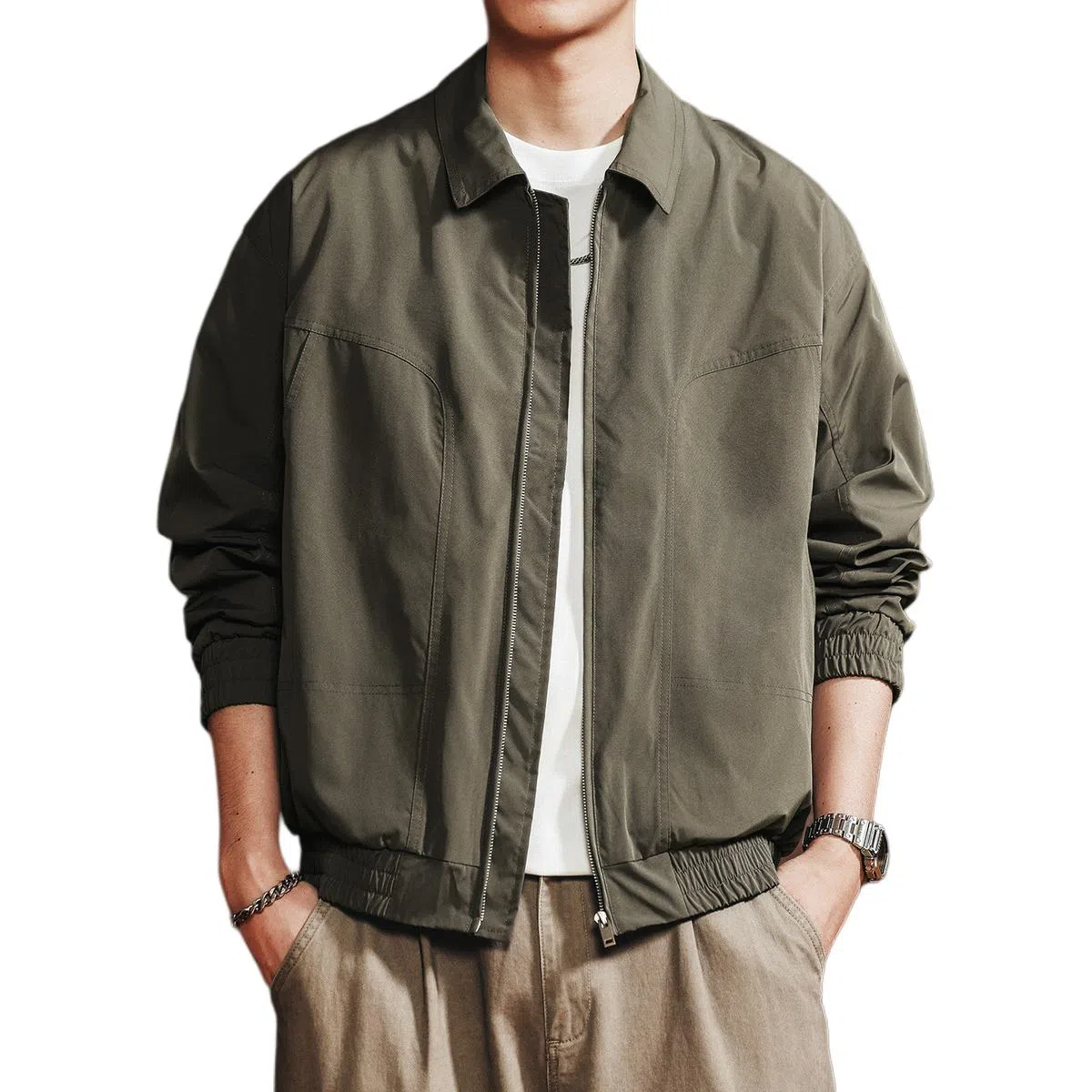 格蓝鹿 美式休闲翻领短款工装风百搭潮牌休闲日系复古外套上衣夹克 男女同款