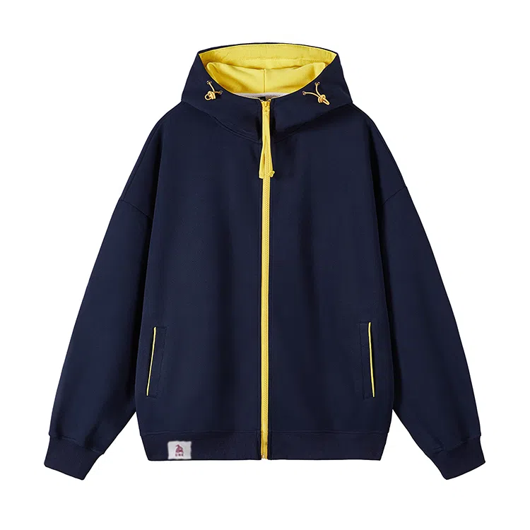 【dme】 日式双色拼接复古简约连帽上衣长袖口袋拉链休闲保暖情侣重磅潮牌水洗港风宽松抽绳双面秋季卫衣 男女同款