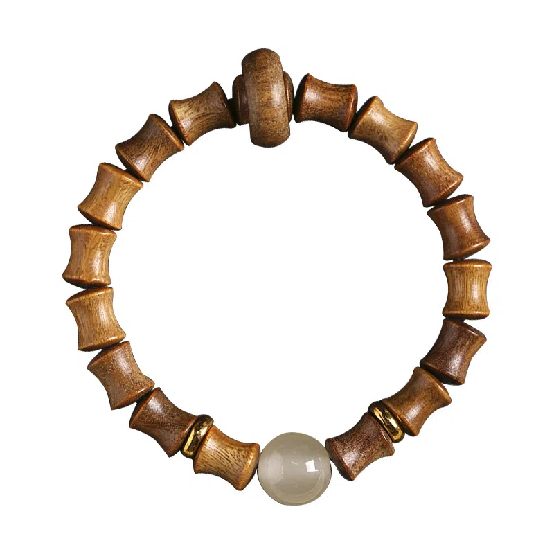 聆听花开 平安喜乐文玩新中式国潮小众设计感简约复古个性轻奢高级感优雅精致文艺民族风手饰品绛颜 绿檀 手串 男女同款情侣款