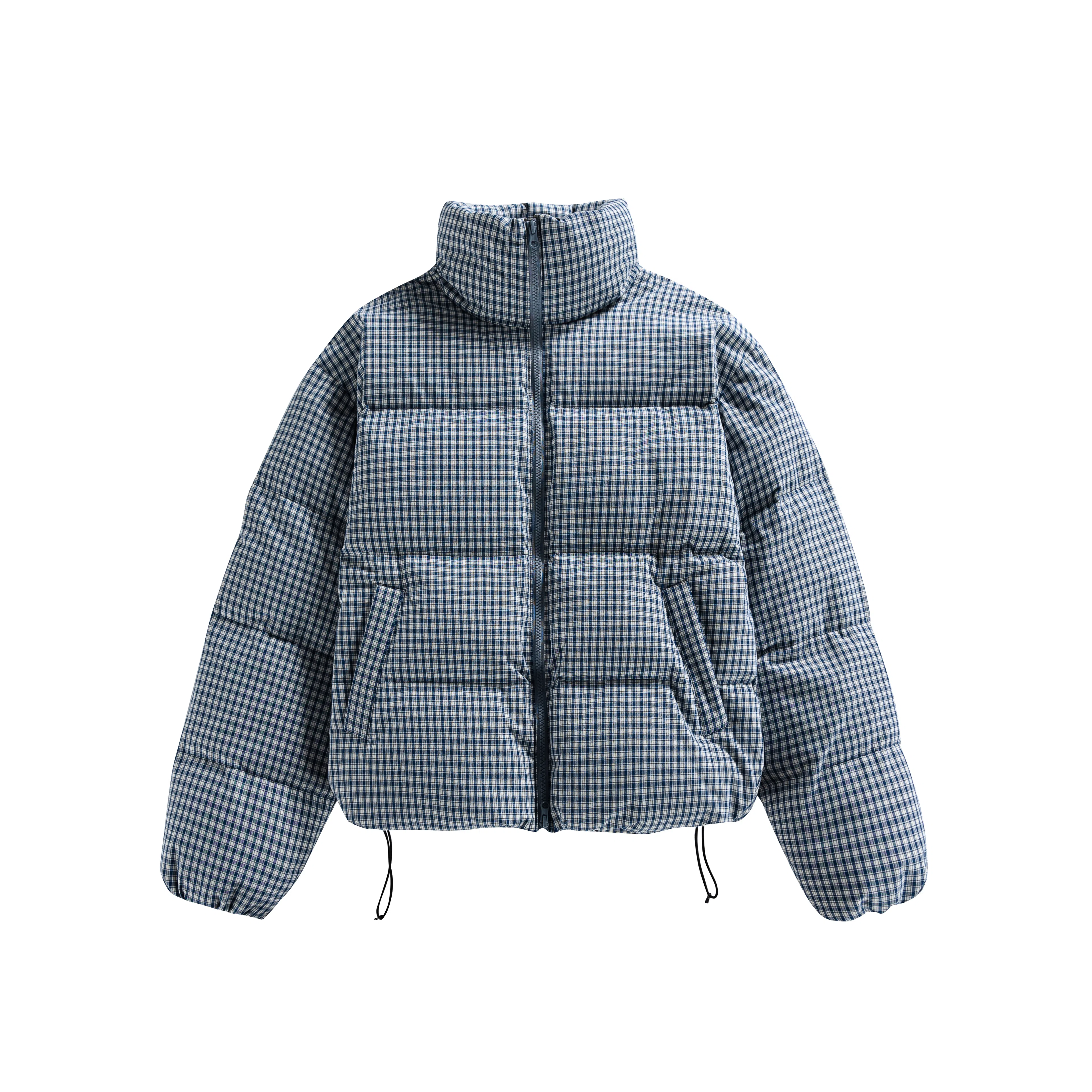 【dme】 潮牌日系休闲复古百搭简约街头户外运动日常格子立领拉链宽松上衣长袖羽绒服 男女同款