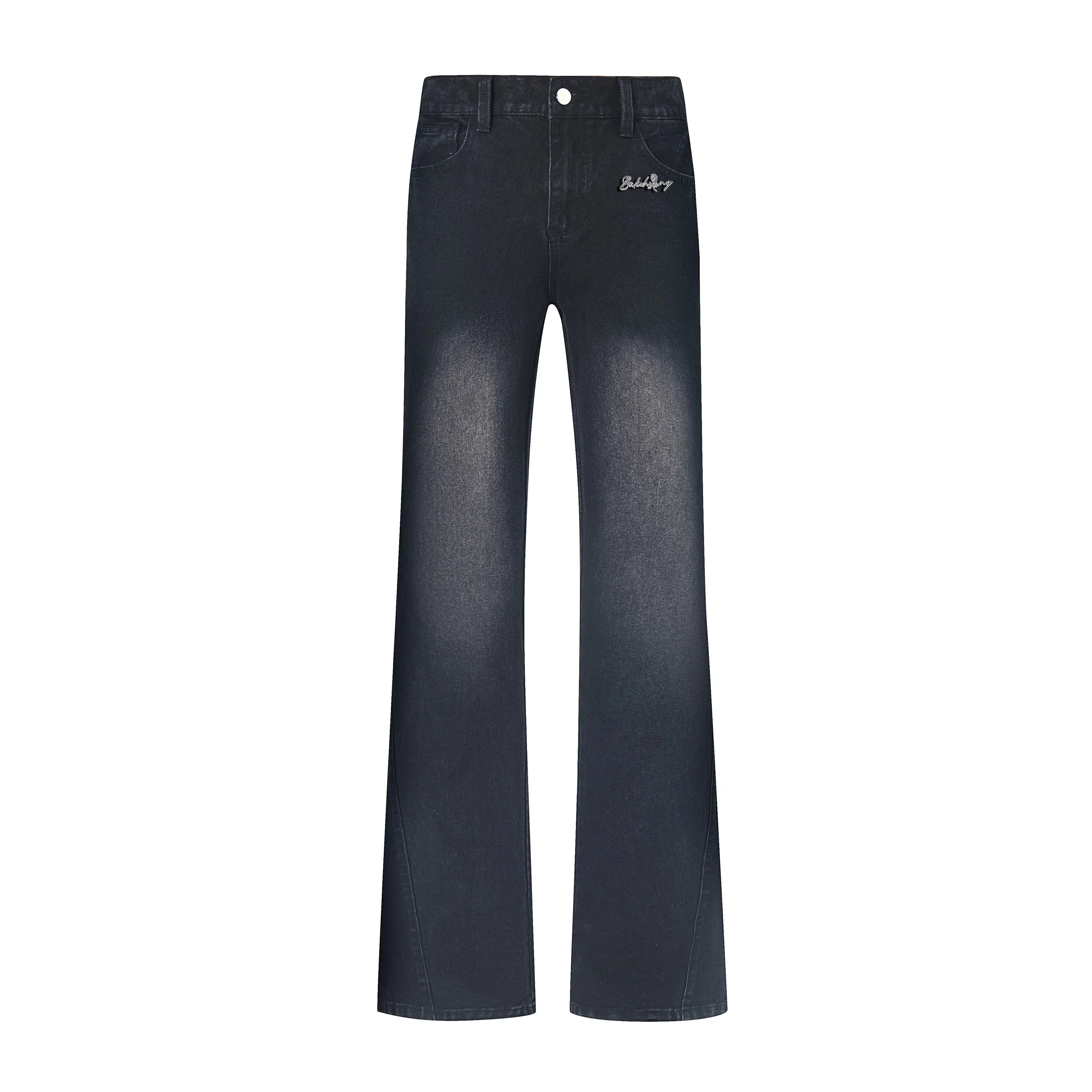 【巴黎柳叶微喇版型】布客行 美式高街修身显高显瘦复古水洗做旧磨白拼接柔软透气弹力松紧腰休闲百搭长裤子直筒垂感阔腿牛仔裤 男女同款