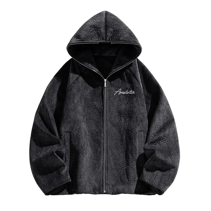 MZAO Vintage Letter Print Hoodie Jacket