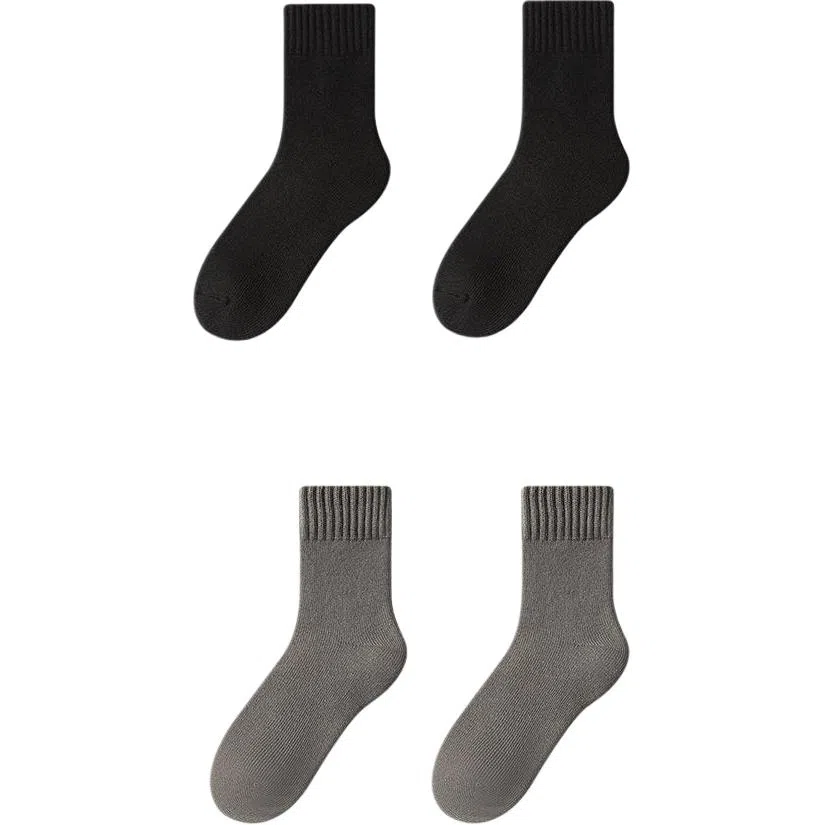 妮轻 纯色简约中筒袜 男款