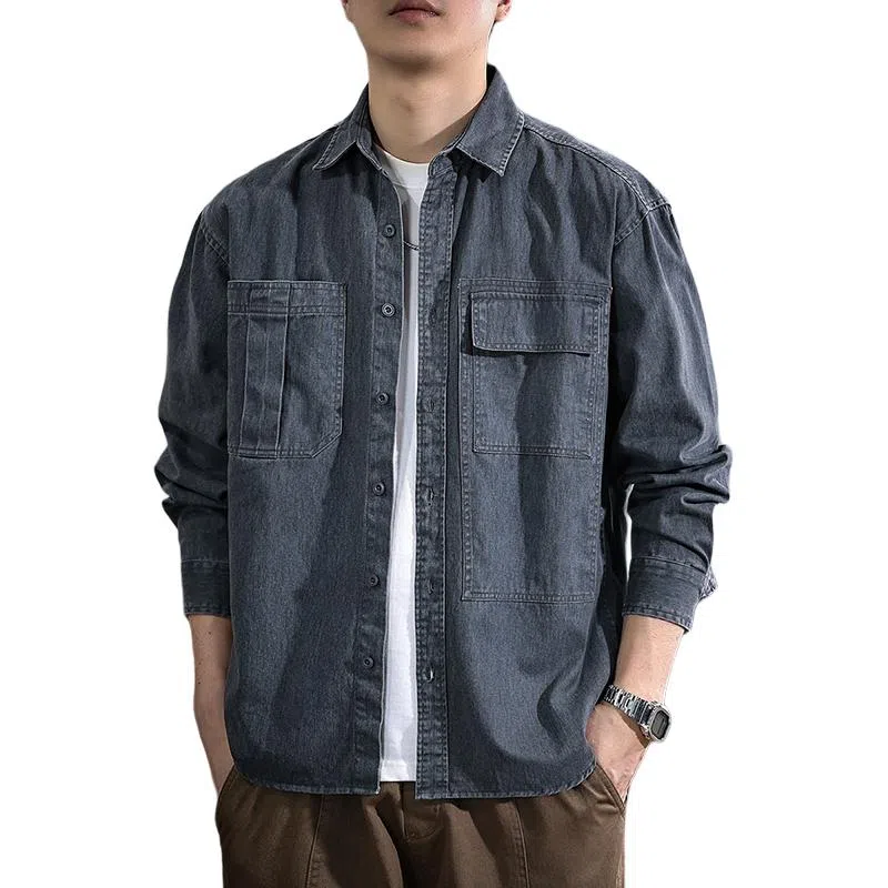 遨宇 日系复古水洗工装潮流百搭衬衣外套衬衫 男女同款