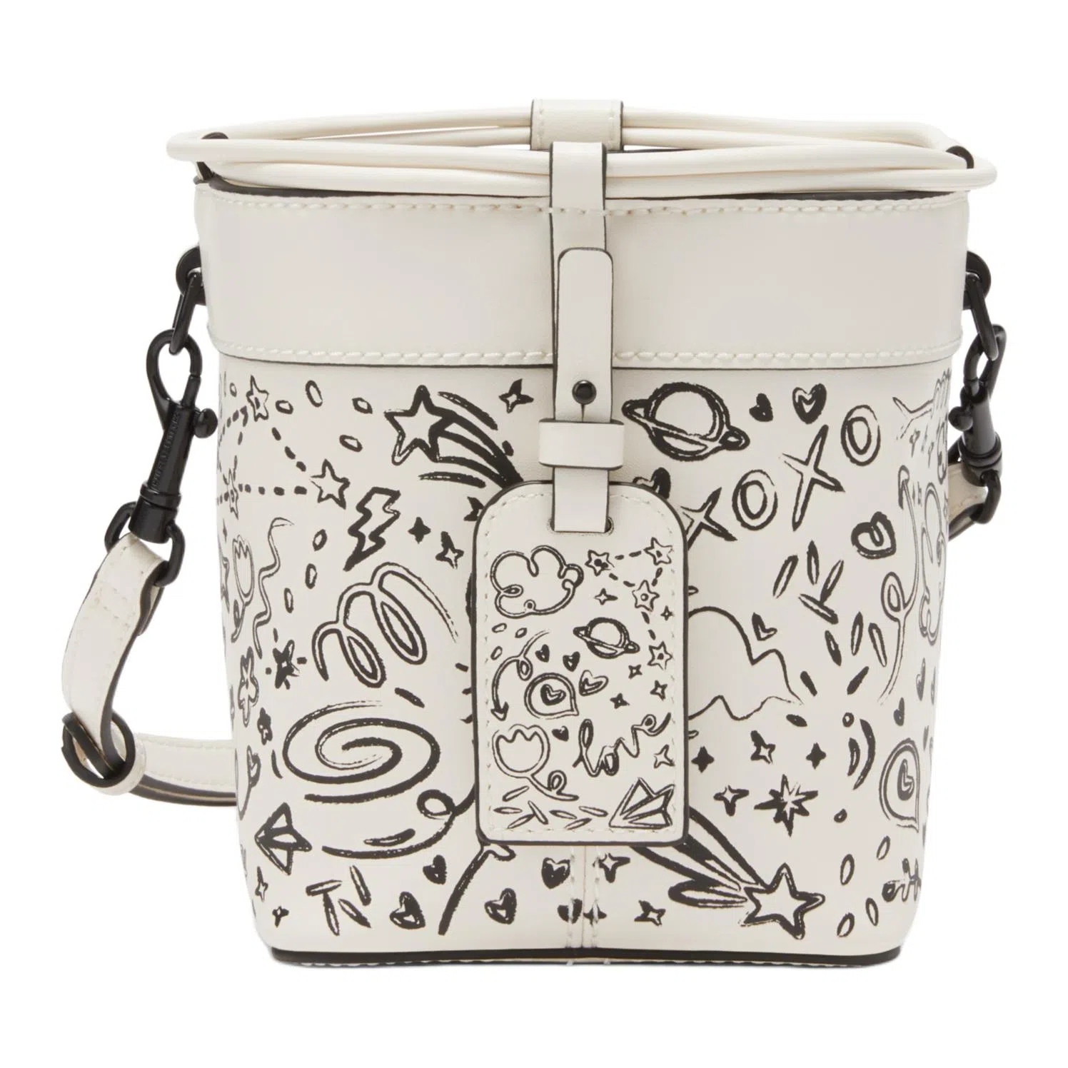 Charles & Keith Bucket Bag Cream/Navy/Green