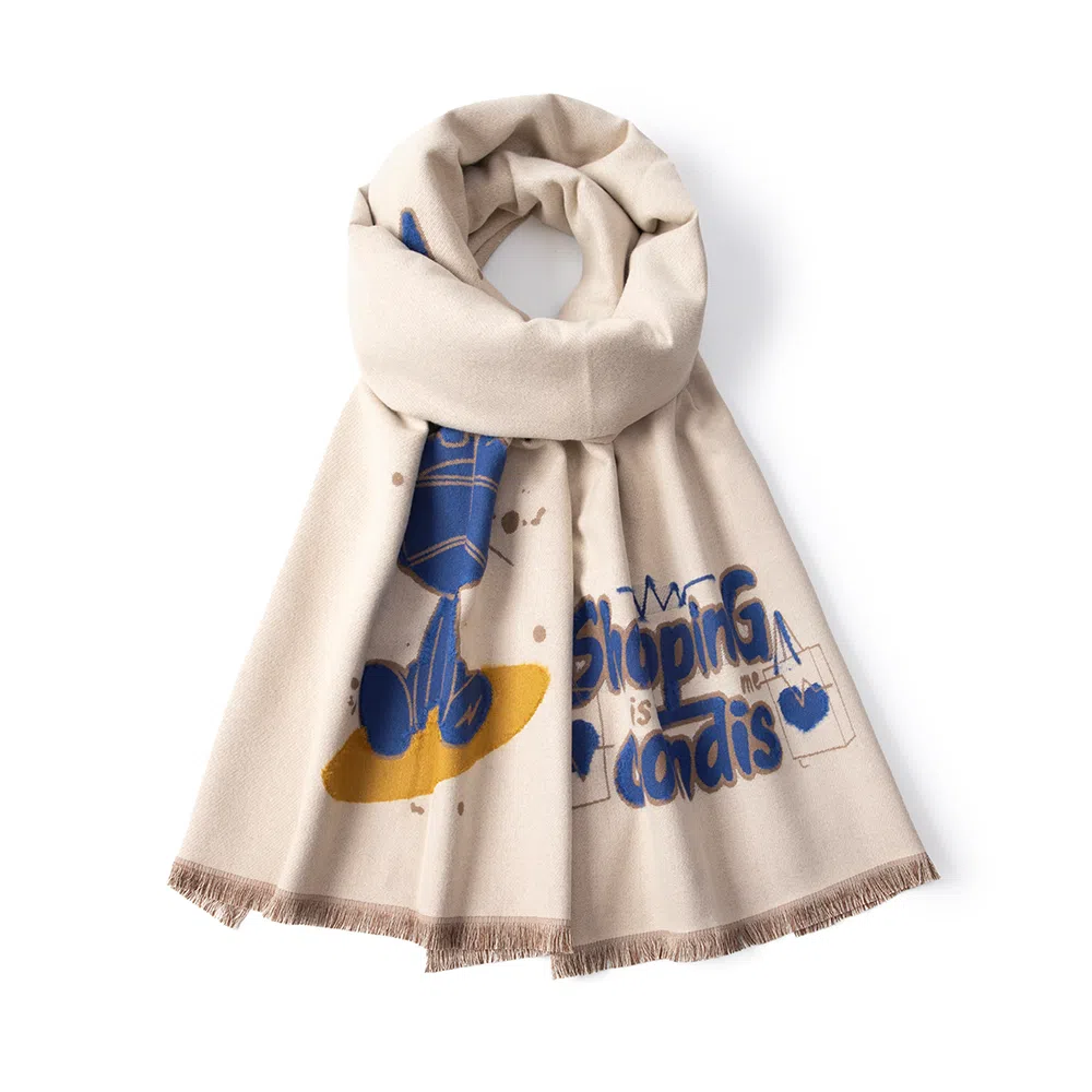 红豆 柔软卡通保暖加厚 聚酯纤维 绒线围巾 男女同款情侣款