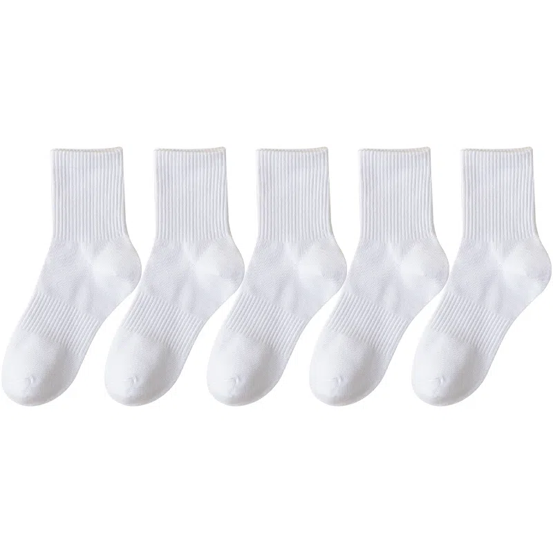 莫代尔 个性简约高级纯色抑菌防臭舒适透气亲肤运动袜不勒脚不掉跟高弹长袜日常跑步休闲百搭中筒袜 男款