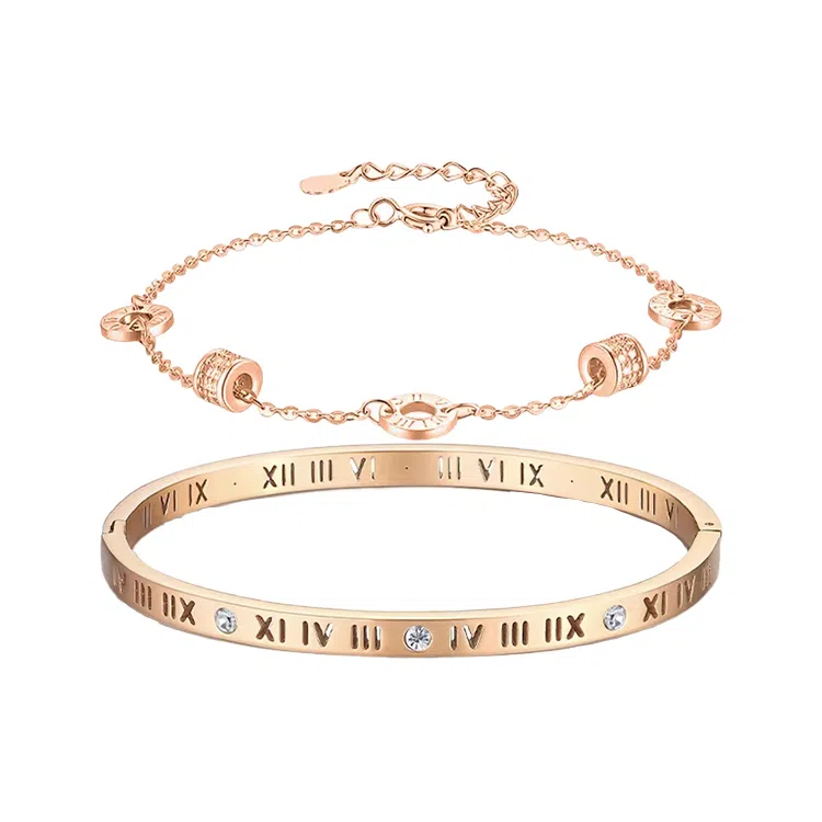 【S999纯银&转运小蛮腰】 银彦 在逃公主 叠戴双层套装 罗马数字 精致轻奢小众 闪耀百搭设计感显气质 表白纪念日礼盒 足银 手链 女款