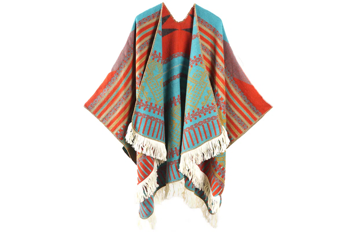 优幽兰 时尚百搭个性民族风秋冬保暖复古高级感旅游拍照 腈纶 披肩 女款