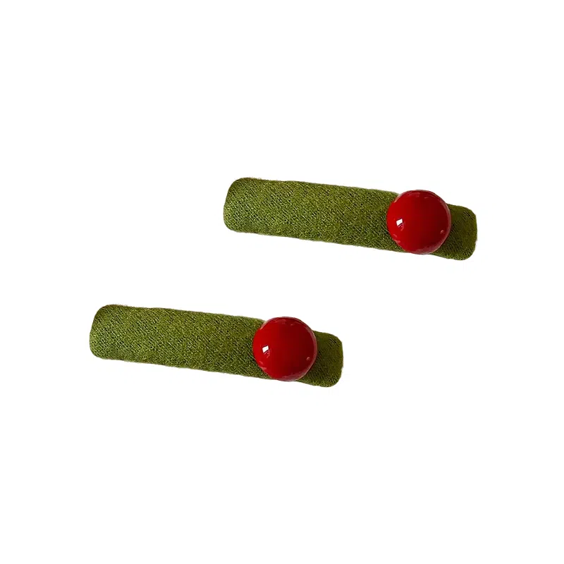 蒙妮 复古红珠撞色高端 布艺/合金 发夹 女款