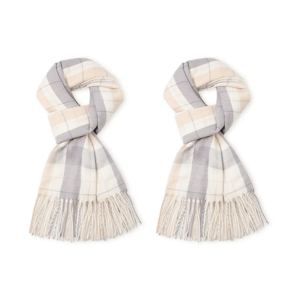 白卷 晚秋文艺气质梭织格子流苏 腈纶 绒线围巾 女款
