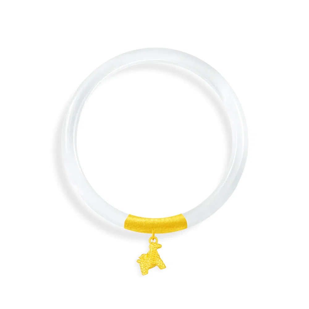 【999足金纯金 马上有钱】 福韵金 六桂福 小马金币暴富新中式国风国潮招财本命年轻奢小众简约大方高级百搭#好运 玉髓 手镯 女款