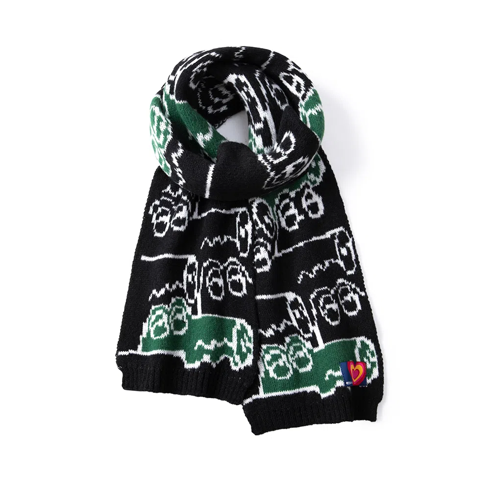 红豆 可爱大眼睛搞怪小鳄鱼保暖外搭披肩 聚酯纤维 围巾 男女同款情侣款