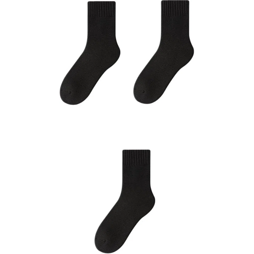 妮轻 纯色简约中筒袜 男款