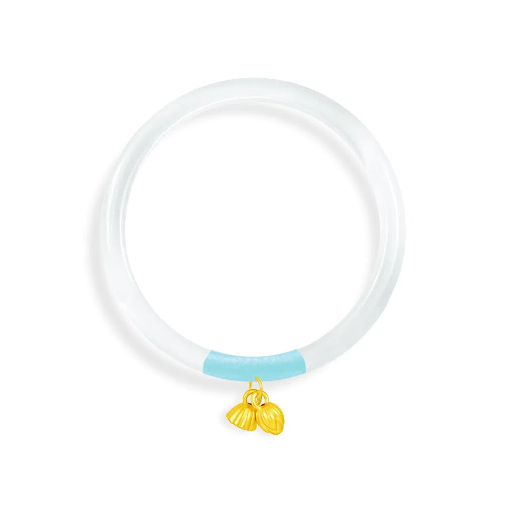 【999足金 福运莲莲】 福韵金 两世欢莲蓬荷花转运新中式国风国潮轻奢优雅经典传承元素小众设计贵气时尚百搭#好运 玉髓 手镯 女款