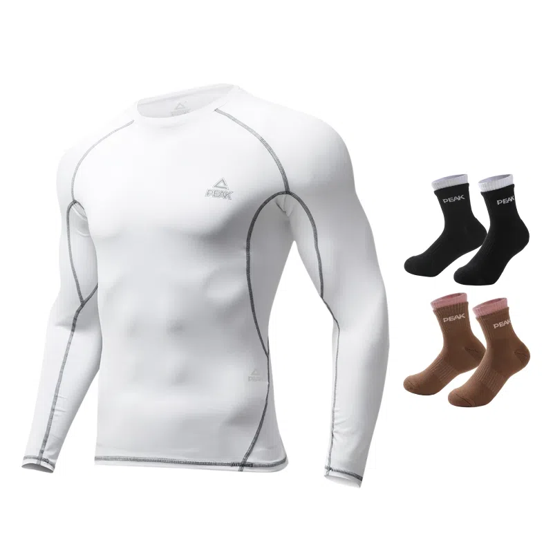 匹克 运动训练速干透气散热高弹长袖打底内衣跑步瑜伽骑行紧身健身衣 男女同款