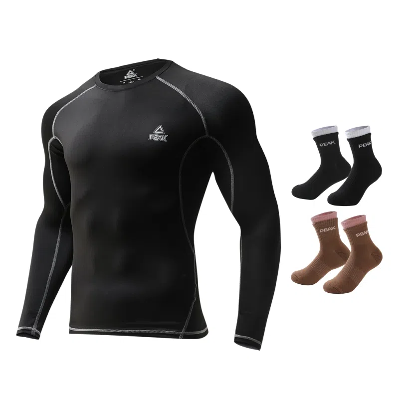 匹克 运动训练速干透气散热高弹长袖打底内衣跑步瑜伽骑行紧身健身衣 男女同款