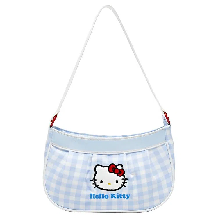 三福 可爱凯蒂猫图案 织物 单肩包 中号 女款 蓝色