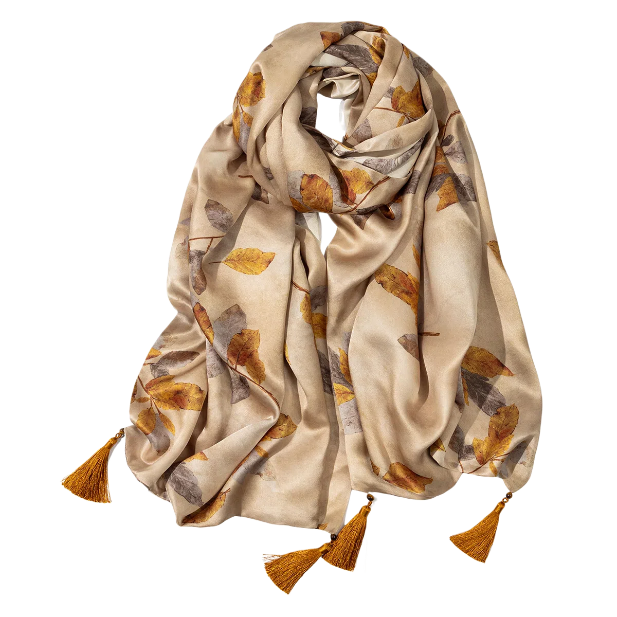 一米画纱 中式轻奢优雅古风时尚挂穗高级感喷绘奢魅系列精致女人味 桑蚕丝 丝巾 女款