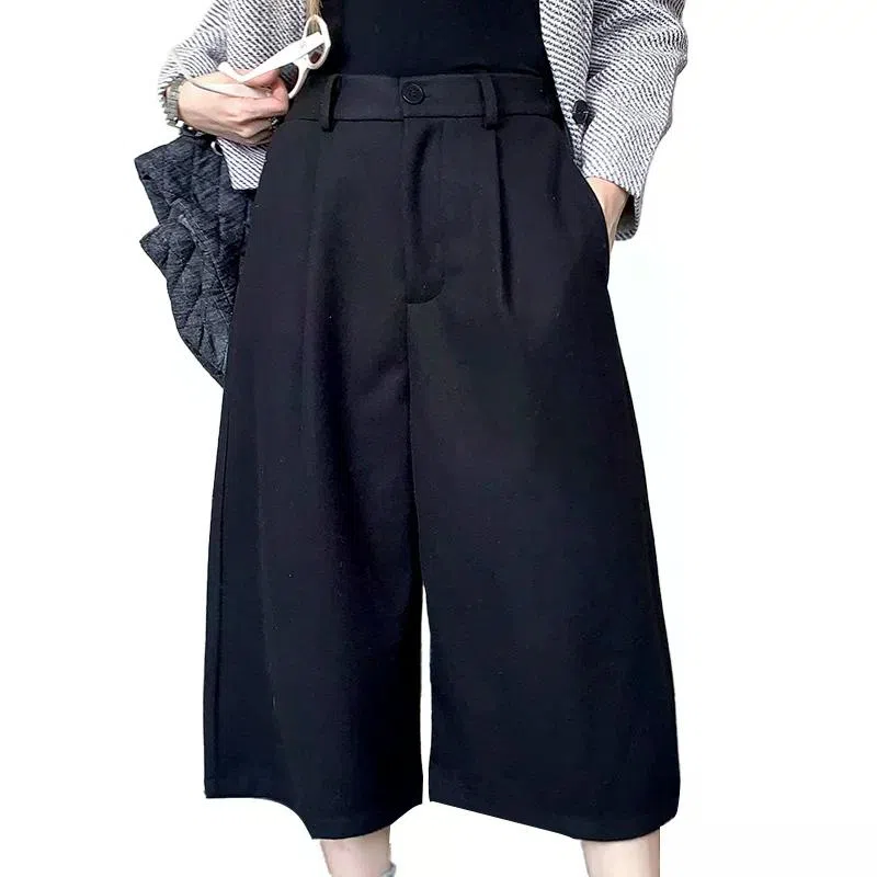 淑好百 羊毛毛呢靴裤阔腿自然腰休闲裤 女款