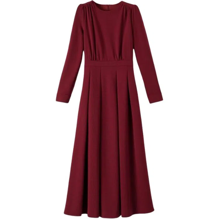 晚白 舒适简约潮流长袖连衣裙 女款