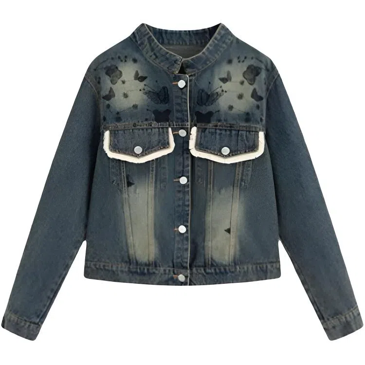 苏九儿 动物图案宽松长袖牛仔外套 女款