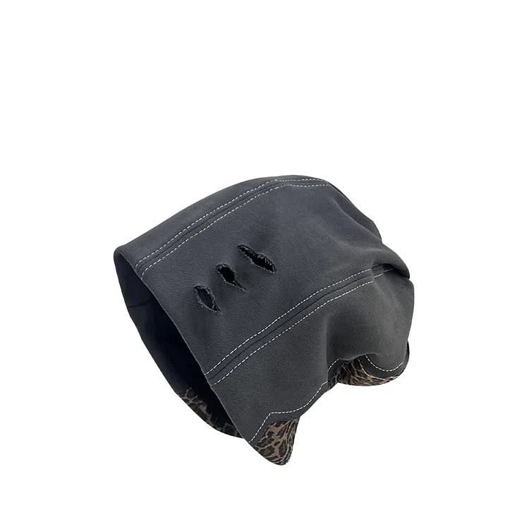 心水好物 日系小众设计高级感拼接豹纹辣妹堆堆帽复古百搭时尚显脸小 棉 帽子 女款