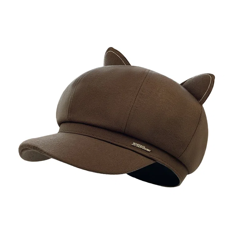 浪莎 复古英伦风报童帽简约纯色八角帽可爱耳朵时尚百搭潮流画家帽 聚酯纤维 贝雷帽 女款