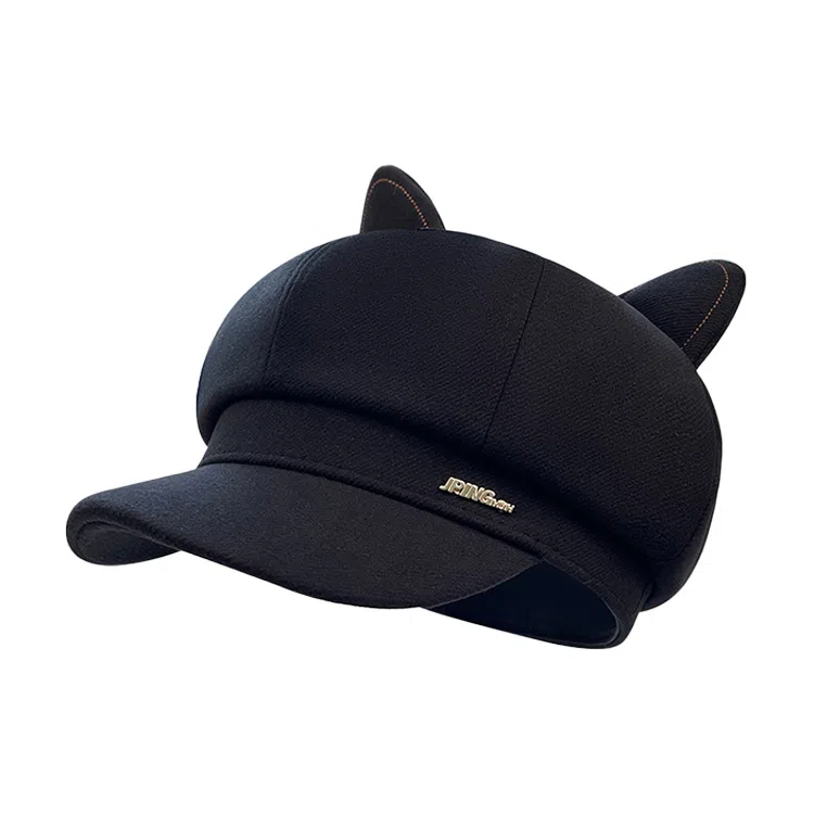 浪莎 复古英伦风报童帽简约纯色八角帽可爱耳朵时尚百搭潮流画家帽 聚酯纤维 贝雷帽 女款