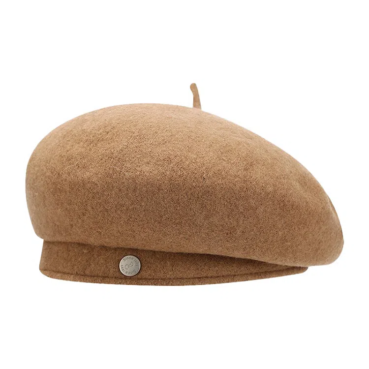 浪莎 英伦风金属标简约纯色时尚百搭保暖 羊毛 贝雷帽 男女同款情侣款