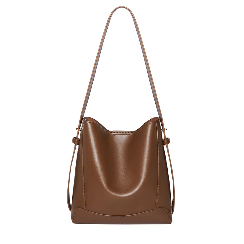 纳兰杜 时尚高级感通勤潮流百搭休闲高颜值实用品牌小众水桶包斜挎包 牛皮 单肩包 常规 女款 多色