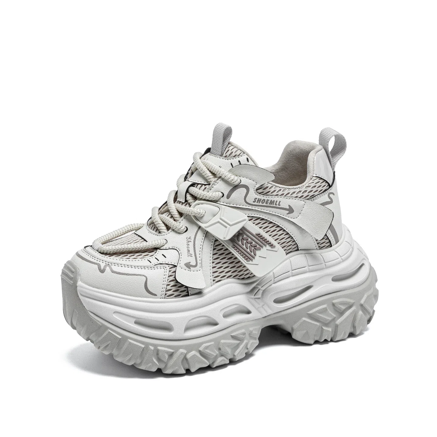 织物合成革 运动休闲厚底松糕时尚百搭潮流 透气轻便增高 低帮 老爹鞋 女款