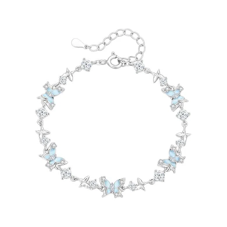 【999银&夜光蝴蝶】 央创时尚 中国黄金 暗影精灵爆闪纯银拼接手饰 浪漫梦幻轻奢小众精致优雅百搭 表白礼盒装#好运 足银 手链 女款