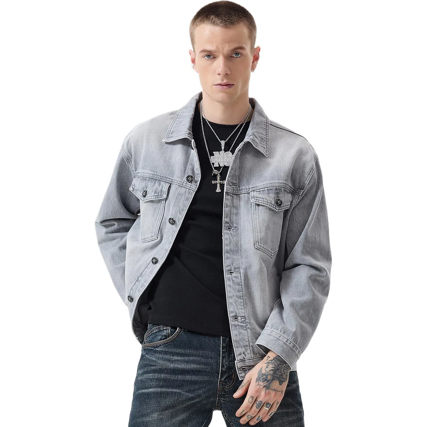 逆腾 秋季工装夹克男美式潮流复古宽松水洗男士纯棉牛仔外套 男女同款