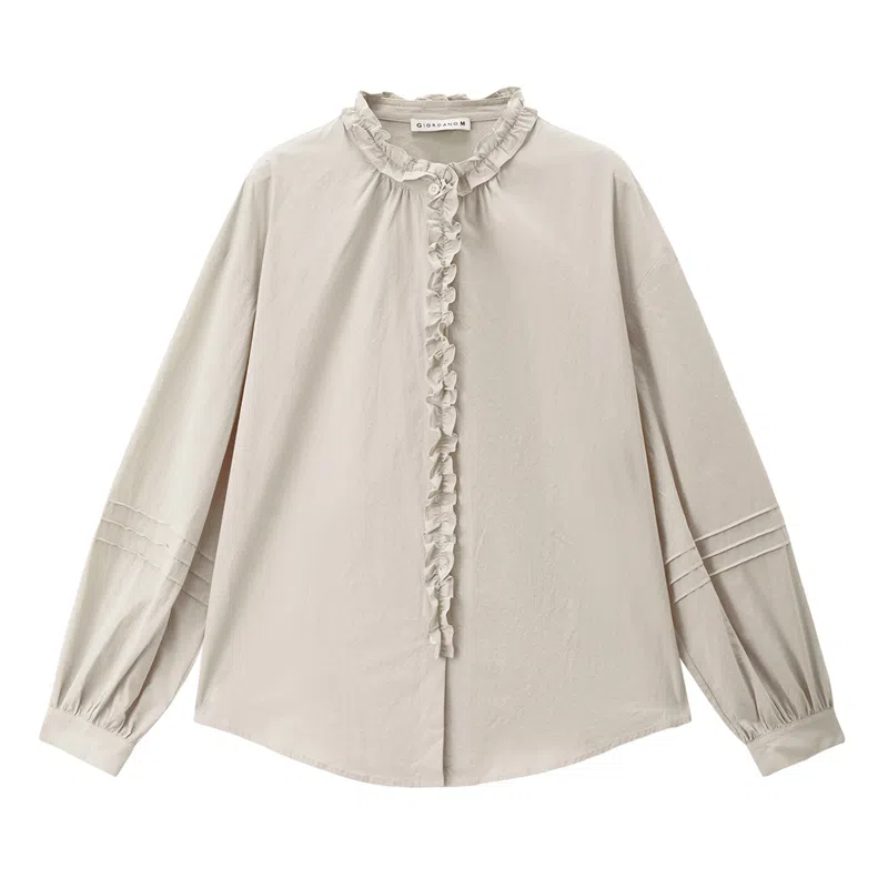 佐丹奴 纯棉花边小立领梭织长袖衬衫 女款