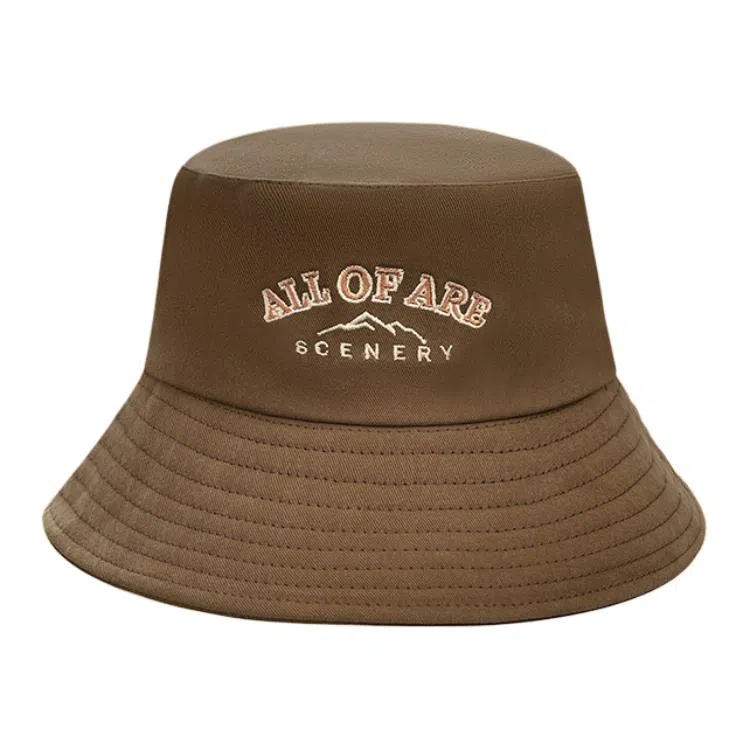 山一丸 时尚潮流字母刺绣户外太阳帽防晒盆帽显脸小 涤纶 渔夫帽 女款