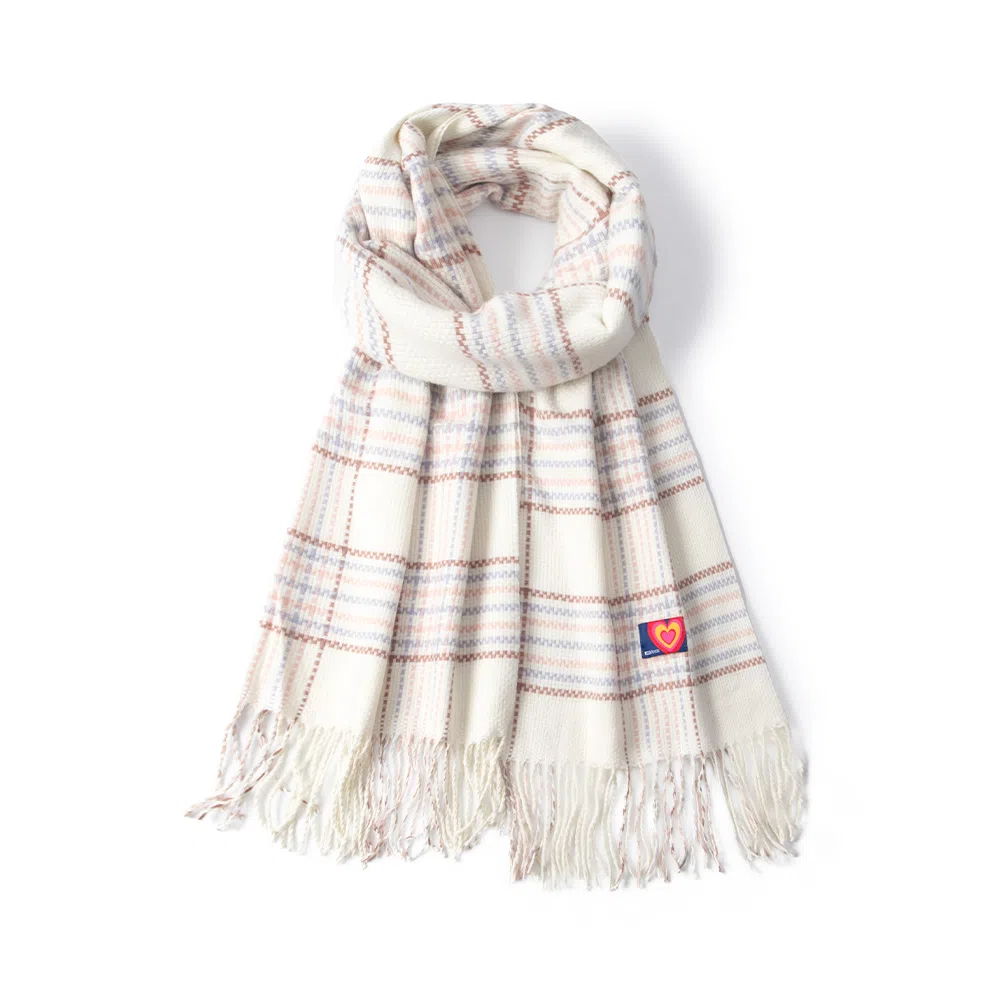 红豆 文艺气质梭织格子流苏 聚酯纤维 绒线围巾 男女同款情侣款