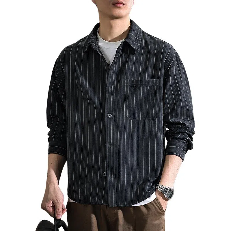 遨宇 高端美式休闲复古潮牌文艺风长袖森系风户外痞帅衬衫 男女同款