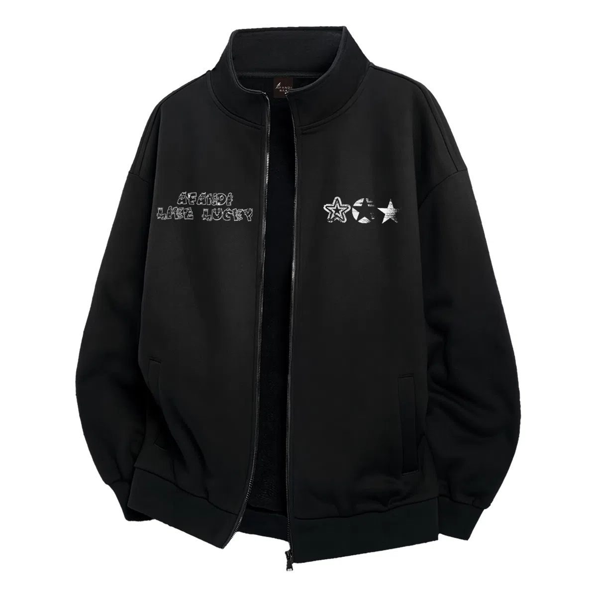 阿凡迪 美式高街复古时尚潮流创意个性字母星星印花日常通勤休闲运动经典百搭长袖氛围感学院风纯色开衫外套卫衣 男女同款
