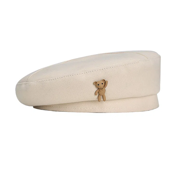 浪莎 日系可爱卡通小熊文艺气质画家复古高级感显脸小 聚酯纤维 贝雷帽 女款